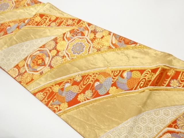 JAPANESE FUKURO OBI / WOVEN KIKU ARABESQUE